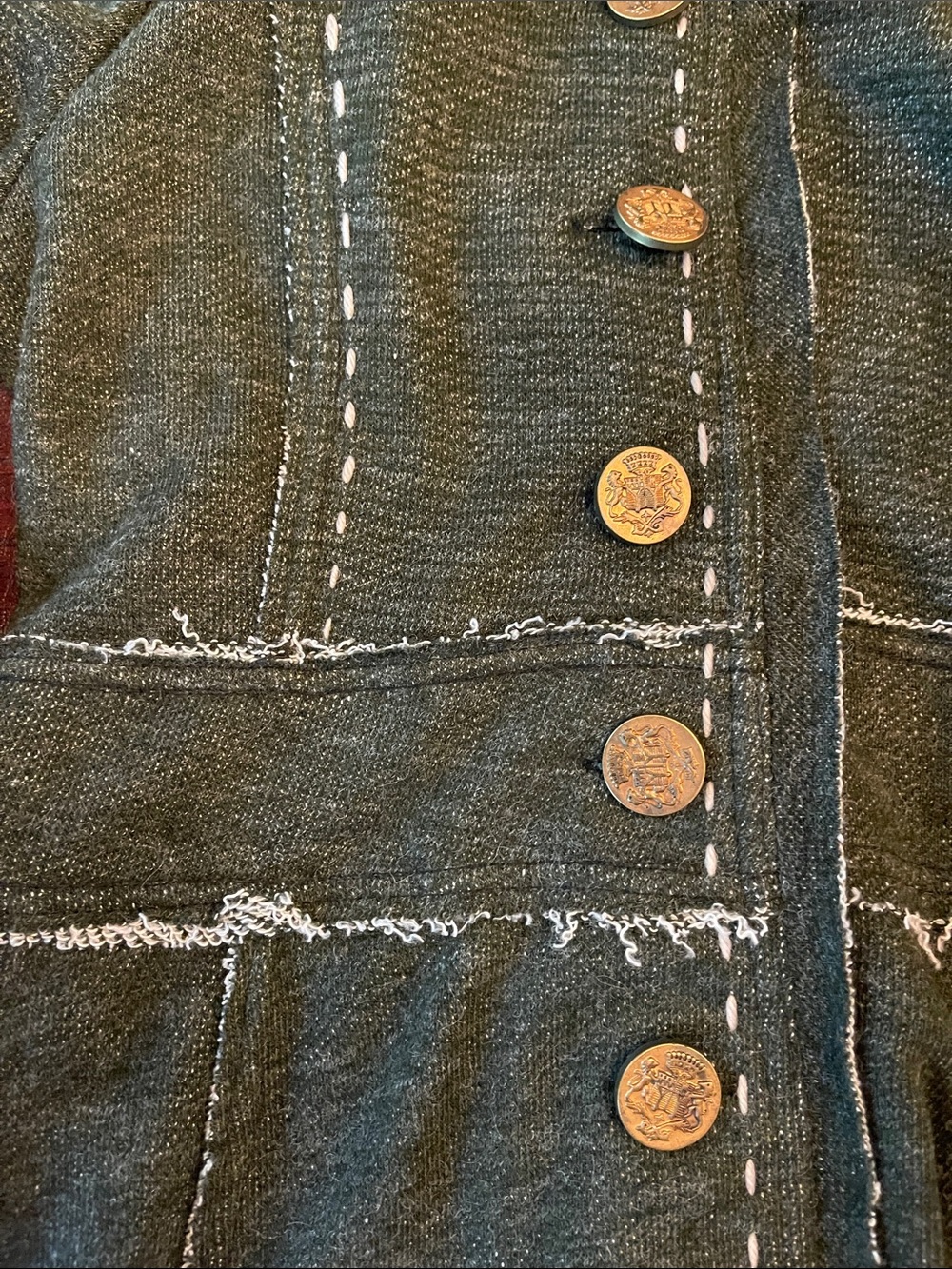Nick & Mo Dark Gray Embroidered Floral Button-Front Coat - Picture 6 of 6